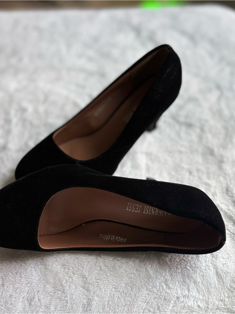 Suede Mid Block Heel Pumps